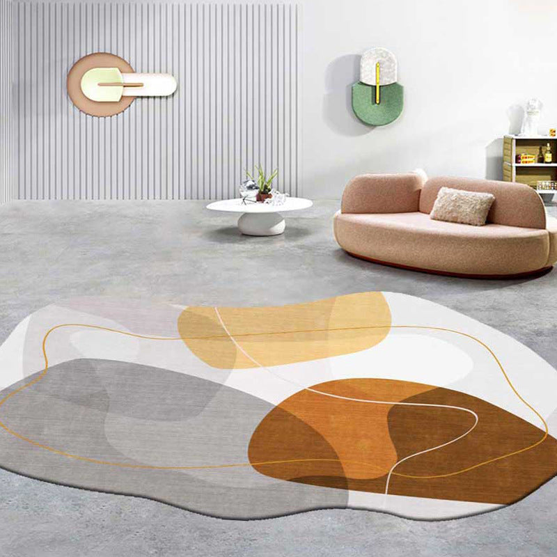 Modern Novelty Shape Carpet Contrast Panel Area Rug Polyester Carpet with Non-Slip Backing