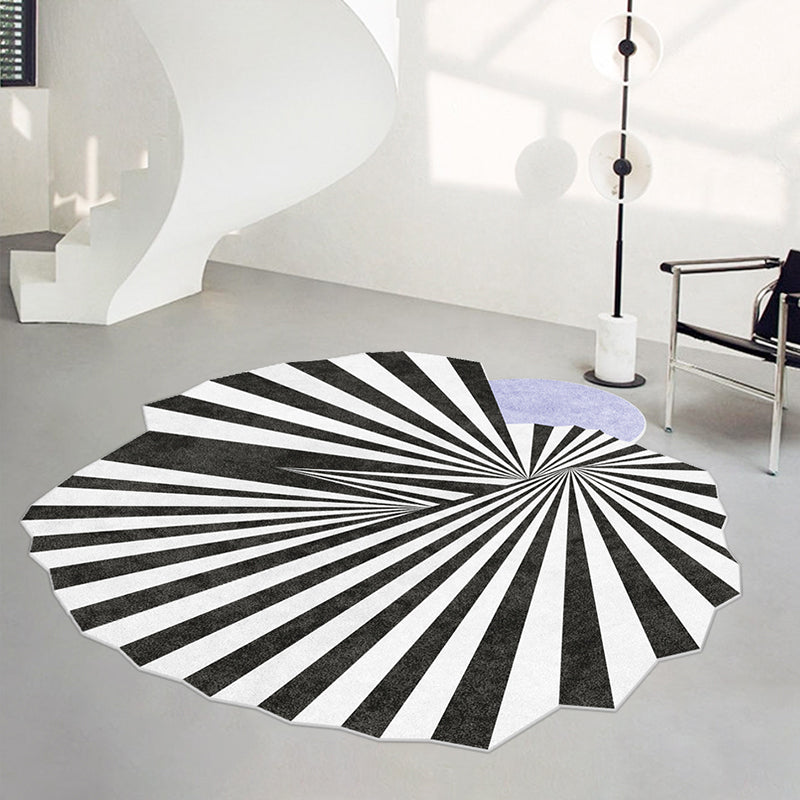 Schwarzes modernes Teppich Streifenmuster Polyester Fläche Teppich Fleckenfester Teppich für Wohnkultur
