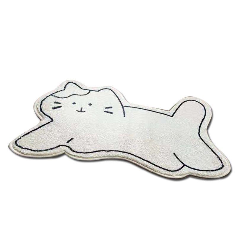 Beige Casual Carpet Polyester Rabbit Carpet Washable Carpet for Living Room