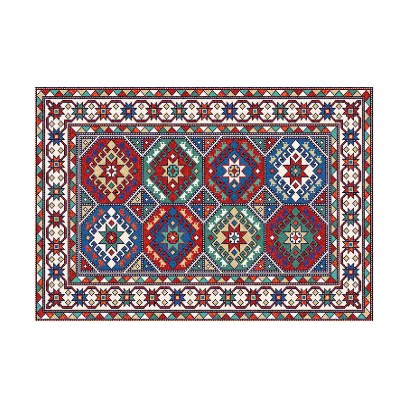 Boho Tribal Totem Rug Multicolor Polyester Carpet Stain Resistant Area Rug for Home Decoration