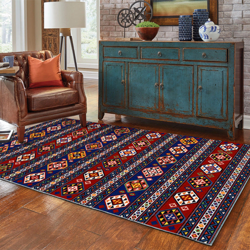 Boho Tribal Totem Rug Multicolor Polyester Carpet Stain Resistant Area Rug for Home Decoration