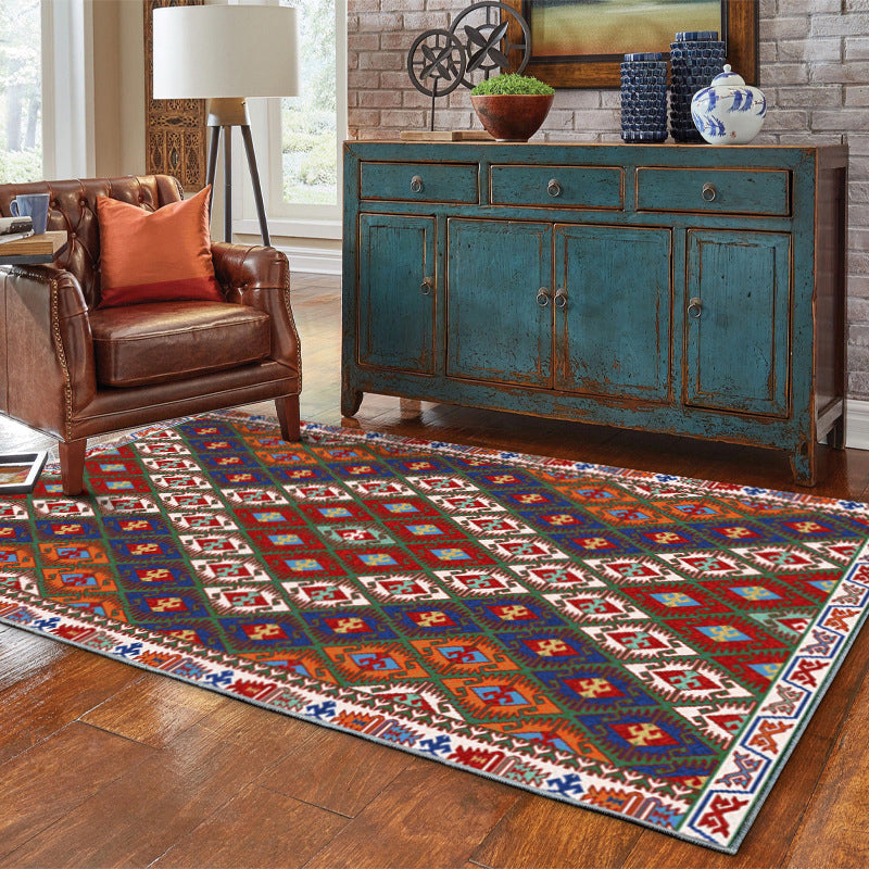 Boho Tribal Totem Rug Multicolor Polyester Carpet Stain Resistant Area Rug for Home Decoration