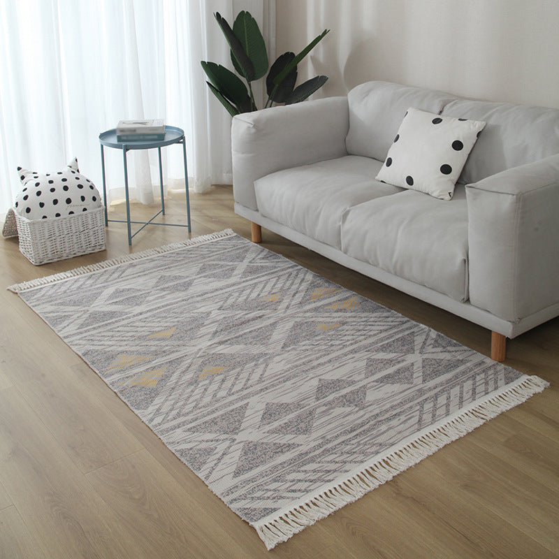 Tapis de motif d'ameicana élégant Bohemian Cotton Mélangez tapis tapis de frange pour chambre à coucher