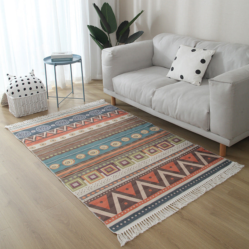 Bohemian Americana Print Teppich Freizeit Baumwollmischte Teppich Fransen Detail Teppich für Wohnkultur