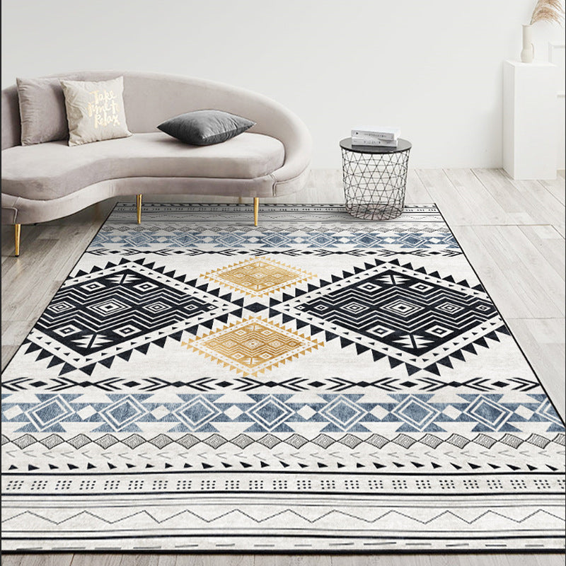 Boho Tribal Totem Rug Classic Polyester Carpet Stain Resistant Indoor Rug for Home Decoration