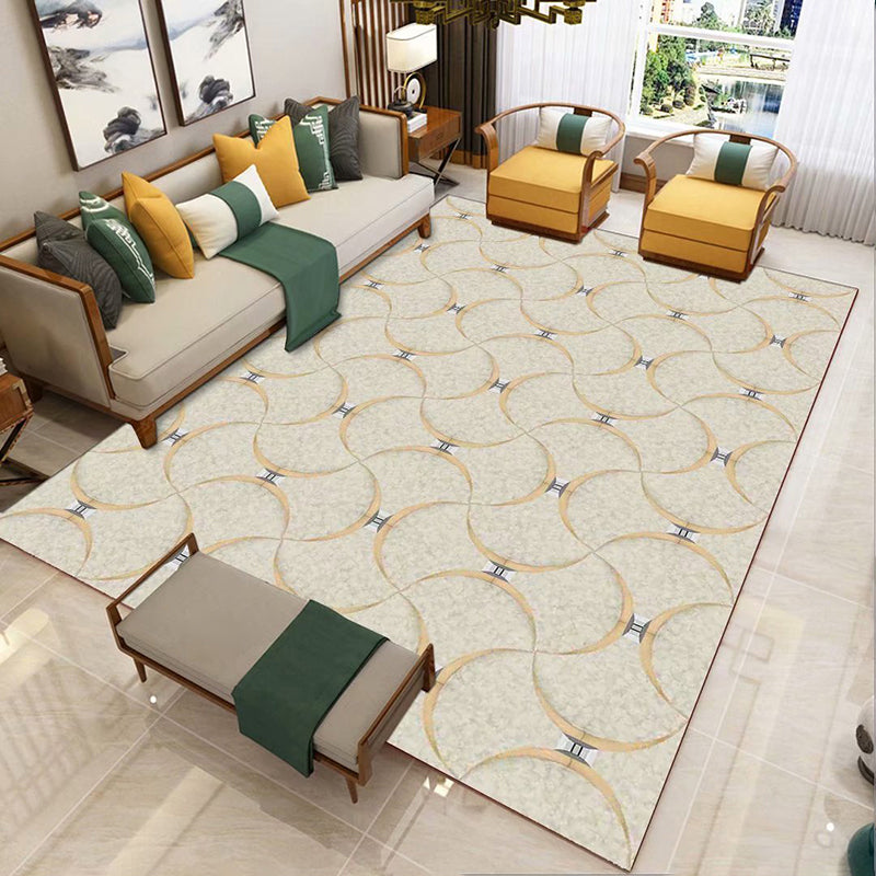 Light Yellow Modern Rug Polyester Graphic Rug Washable Rug for Living Room