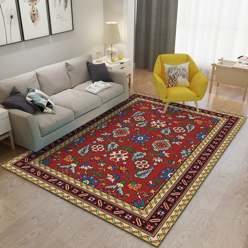 Traditional Area Carpet Antique Pattern Polyester Area Rug Stain Resistant Rug for Living Room