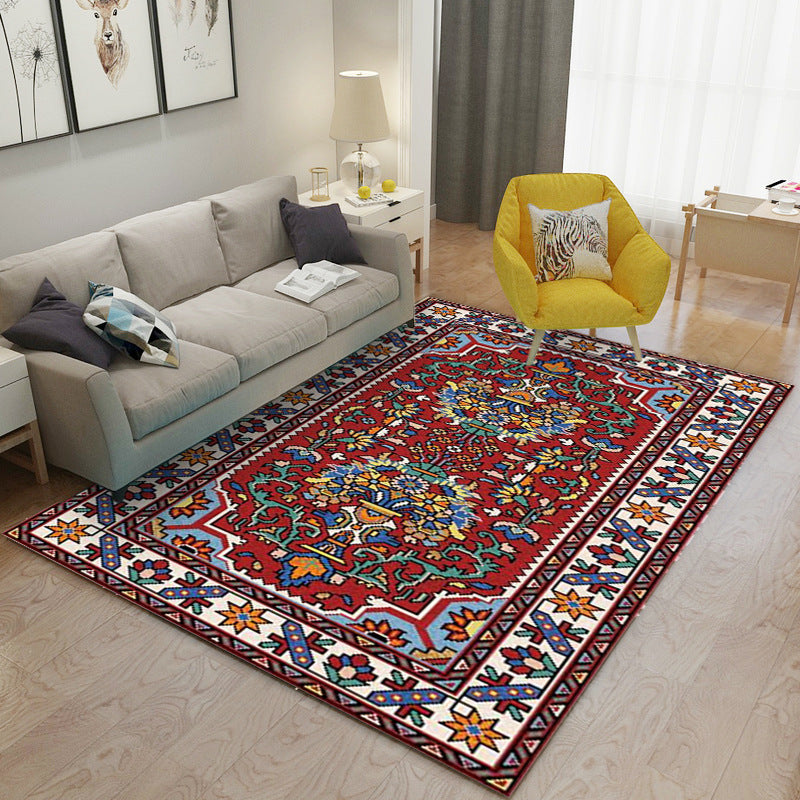 Traditional Area Carpet Antique Pattern Polyester Area Rug Stain Resistant Rug for Living Room