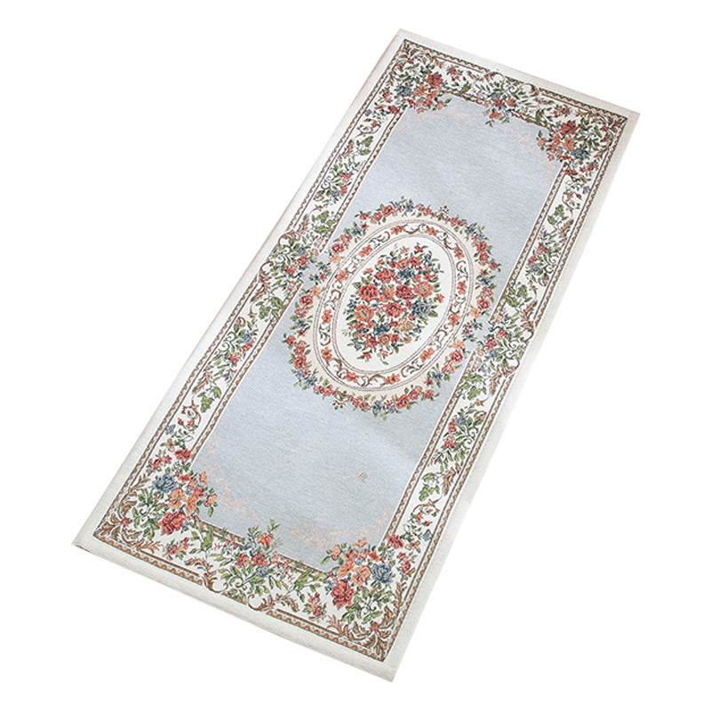 Apricot Medallion Pattern Rug European Polyester Area Rug Non-Slip Backing Carpet for Bedroom