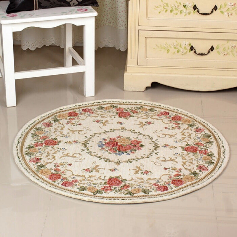 Rapis bohème beige motif de fleurs de fleur en polyester tapis antidérapant tapis antidérapant pour décoration intérieure