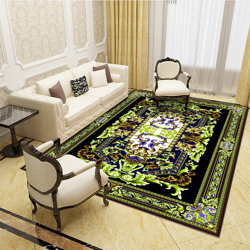 Fluorescent Green Modern Rug Polyester Graphic Rug Non-Slip Backing Rug for Home Decoration