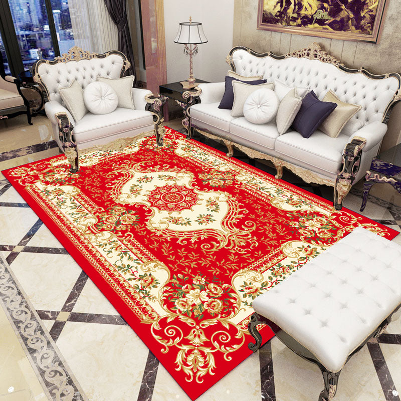 Navy Modern Rug Polyester Graphic Rug Non-Slip Backing Rug for Home Decor