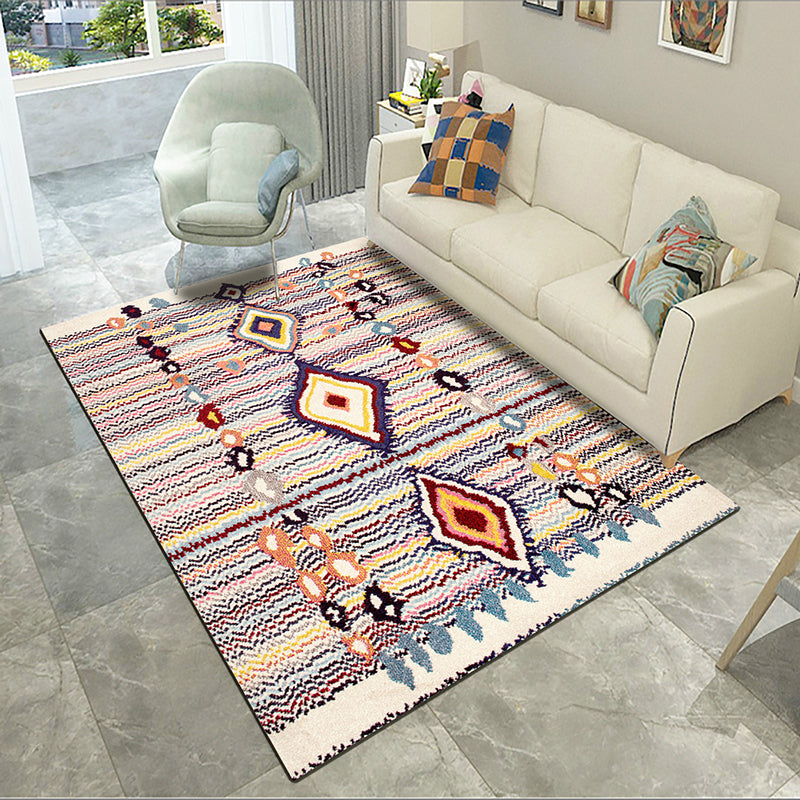 Boho-Chic Harlequin Print Carpet Polyester Indoor Rug Non-Slip Backing Area Carpet for Living Room