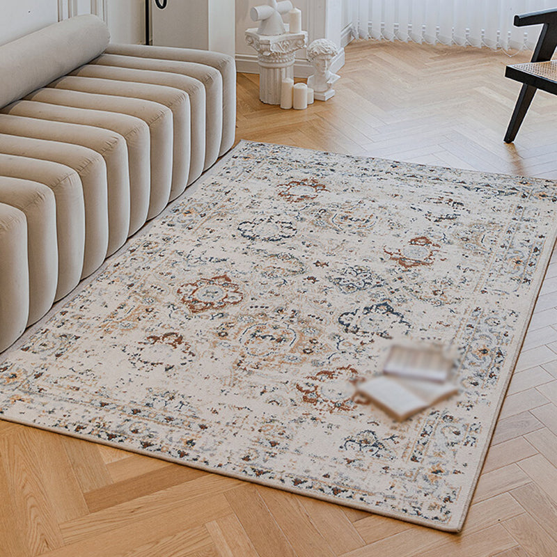 Weißer Bohemian Teppich Amerikanisches Muster Polyester Teppich Easy Care Area Teppich für Wohnzimmer