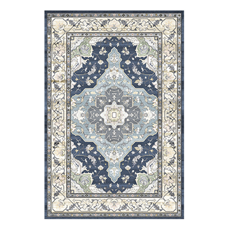 Traditional Living Room Area Carpet Antique Pattern Polyester Area Rug Stain Resistant Rug