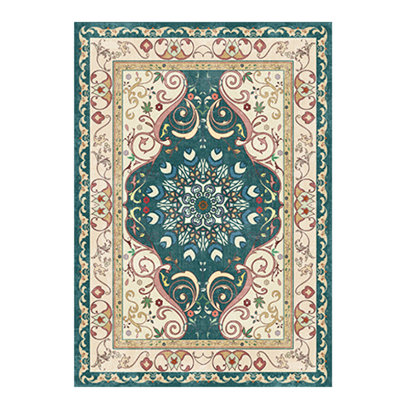 Traditional Living Room Area Carpet Antique Pattern Polyester Area Rug Stain Resistant Rug