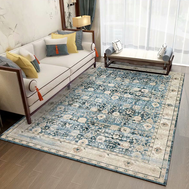 Mid-Century Area Rug Classic Floral Print Carpet Non-Slip Backing Carpet for Living Room