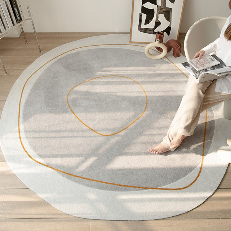 Minimalist Novelty Shape Rug Funky Polyester Rug Anti-Slip Backing Carpet for Home Decor