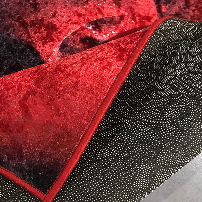 Fancy Red Carpet Medallion Pattern Traditional Area Rug Polyester Non-Slip Backing Rug for Bedroom