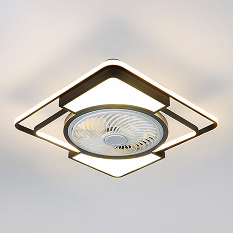 Moderne Deckenlüfterbeleuchtung Geometrische LED -Halbflush -Montage mit Acrylschatten
