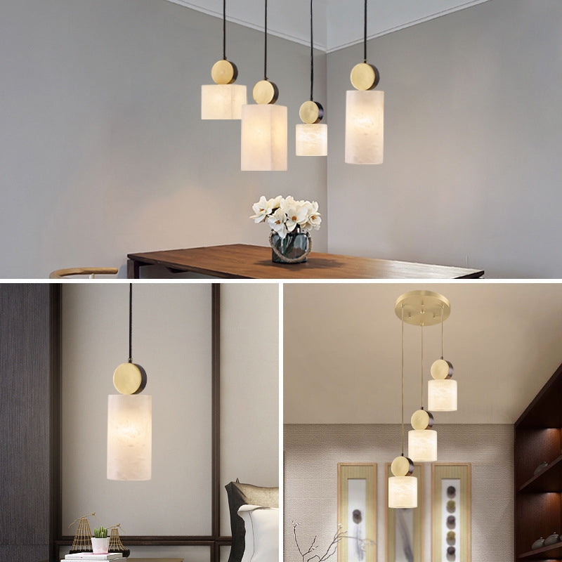Lámpara colgante de comedor Contemporáneos de techo de techo de mármol múltiple de bulbo