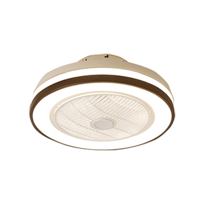 Nordische, trommelförmige Deckenventilator Lampe Metall Esszimmer LED Semi Flush Light mit ausgehöhltem Design