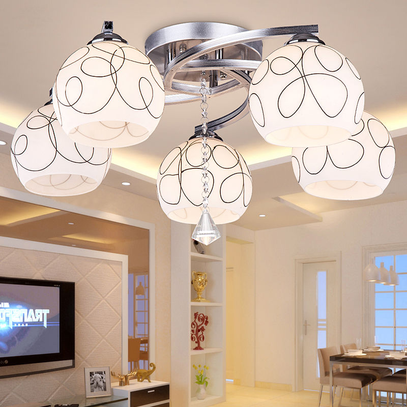 Lámpara semi empotrada Globe Lámparas semi empotradas modernas de múltiples luces con pantalla de vidrio blanco