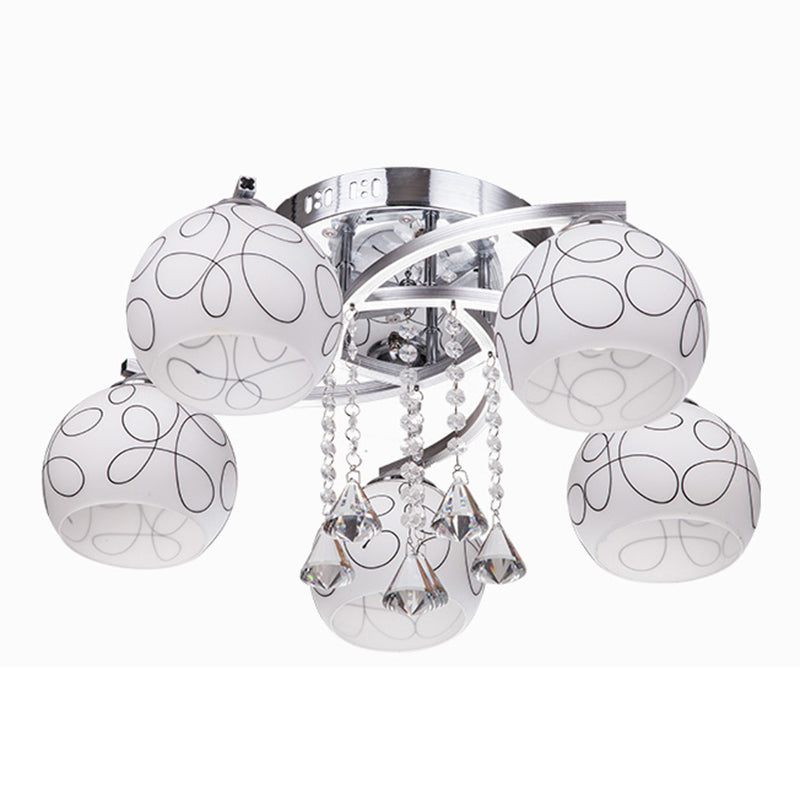 Lámpara semi empotrada Globe Lámparas semi empotradas modernas de múltiples luces con pantalla de vidrio blanco