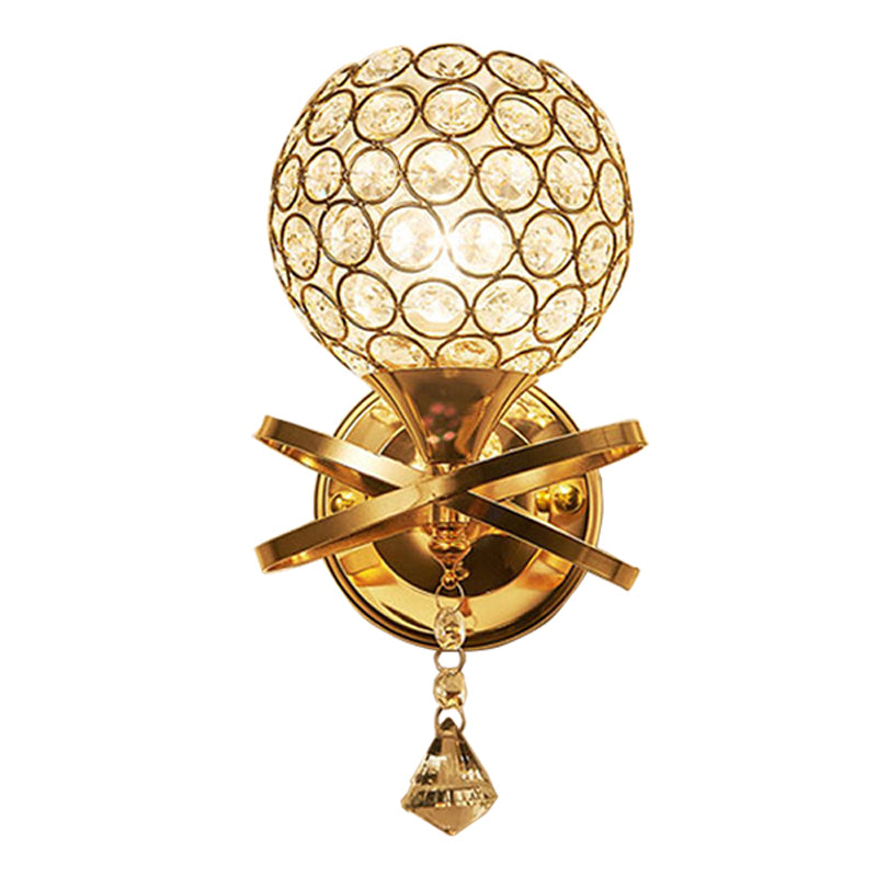 Lampe murale murale globe moderne à 1 lumière luminaire de montage mural avec une teinte en cristal transparent