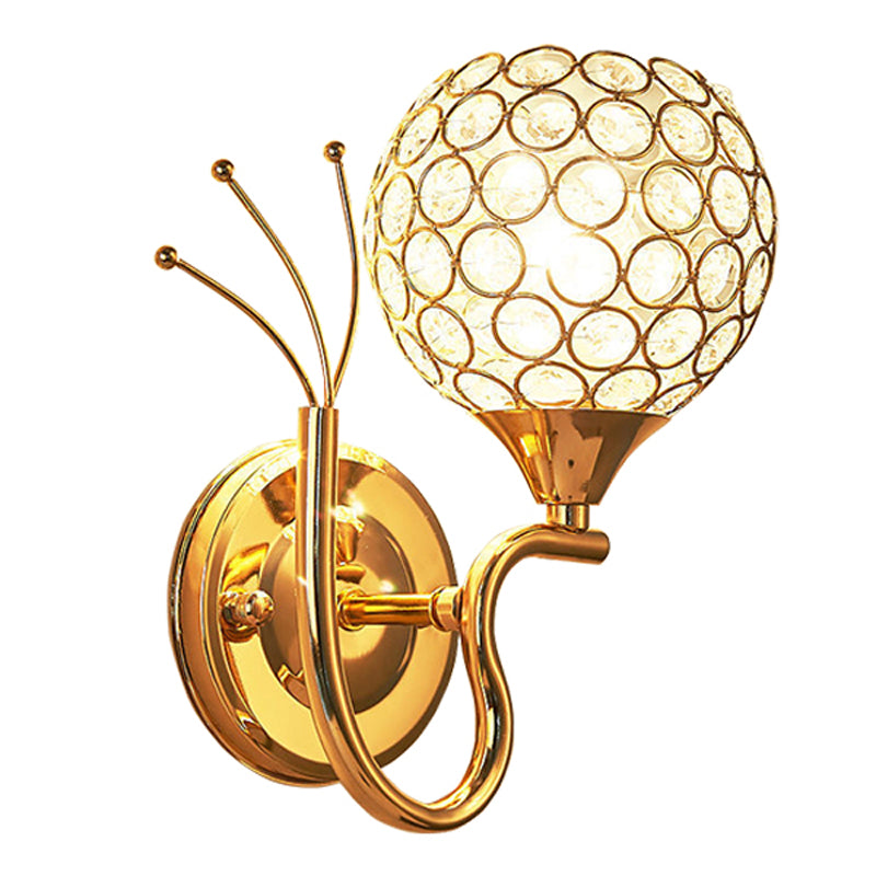 Lampe murale murale globe moderne à 1 lumière luminaire de montage mural avec une teinte en cristal transparent