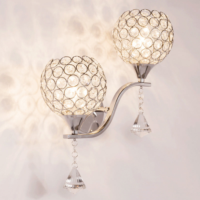 Globe Wall Mount Light Fixture Modern Wall Mounted Lighting with Clear Crystal Shade