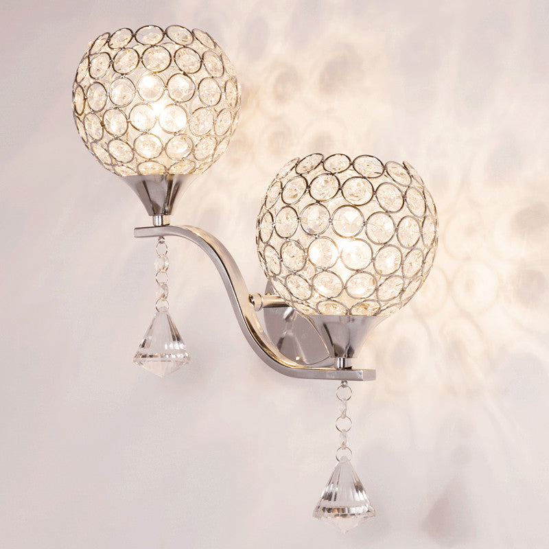 Globe Wall Mount Light Fixture Modern Wall Mounted Lighting with Clear Crystal Shade
