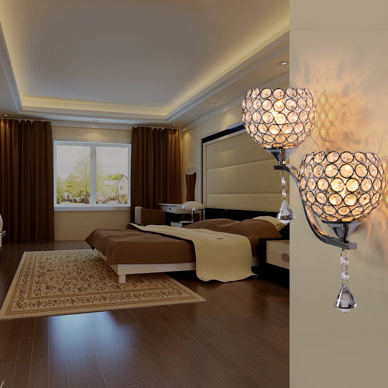 Globe Wall Mount Light Fixture Modern Wall Mounted Lighting with Clear Crystal Shade
