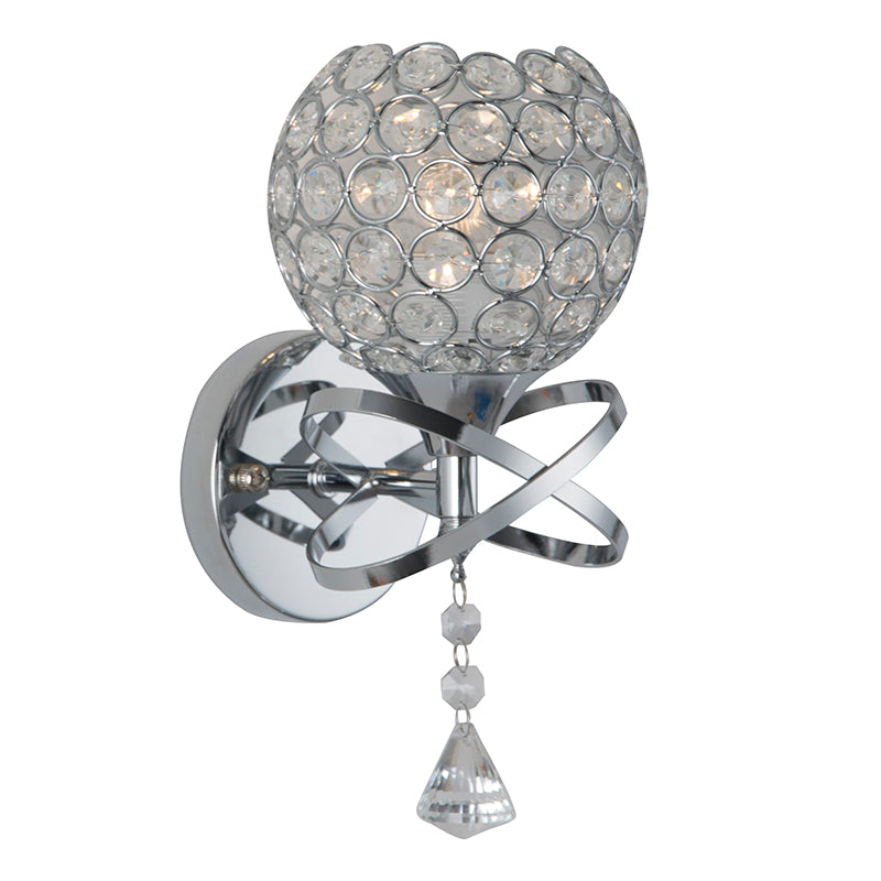 Globe Wall Mount Light Fixture Modern Wall Mounted Lighting with Clear Crystal Shade