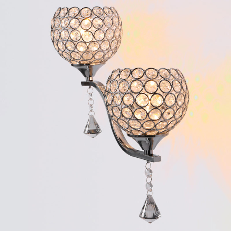 Globe Wall Mount Light Fixture Modern Wall Mounted Lighting with Clear Crystal Shade