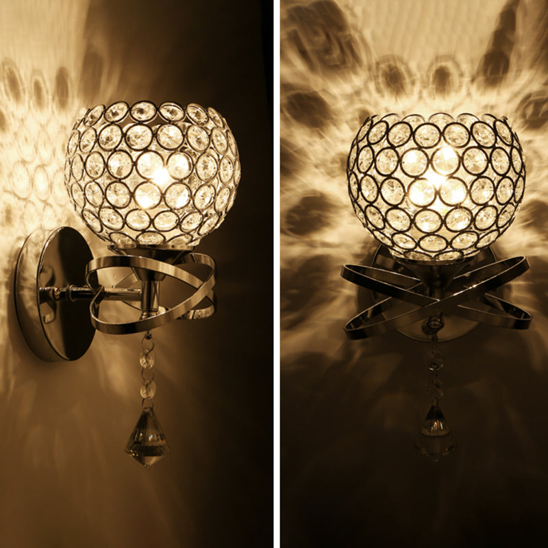 Globe Wall Mount Light Fixture Modern Wall Mounted Lighting with Clear Crystal Shade