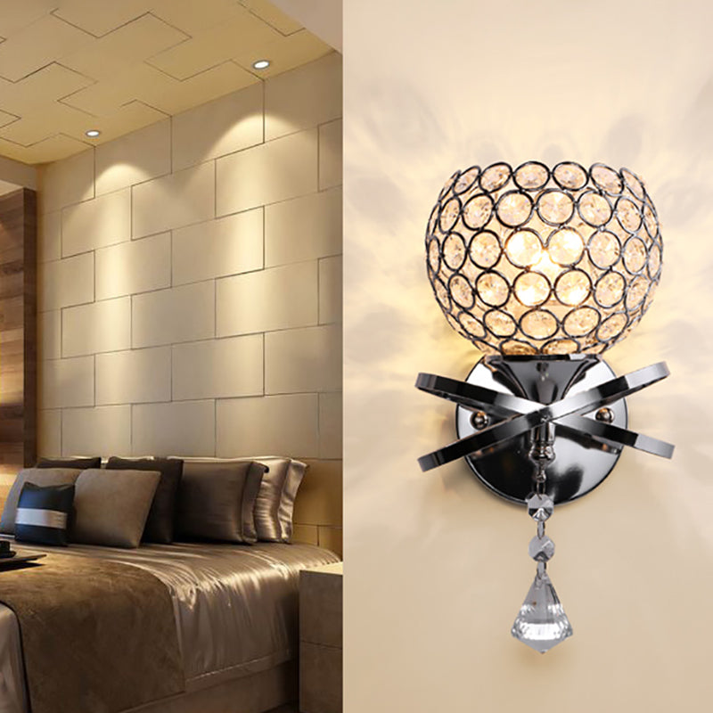 Globe Wall Mount Light Fixture Modern Wall Mounted Lighting with Clear Crystal Shade