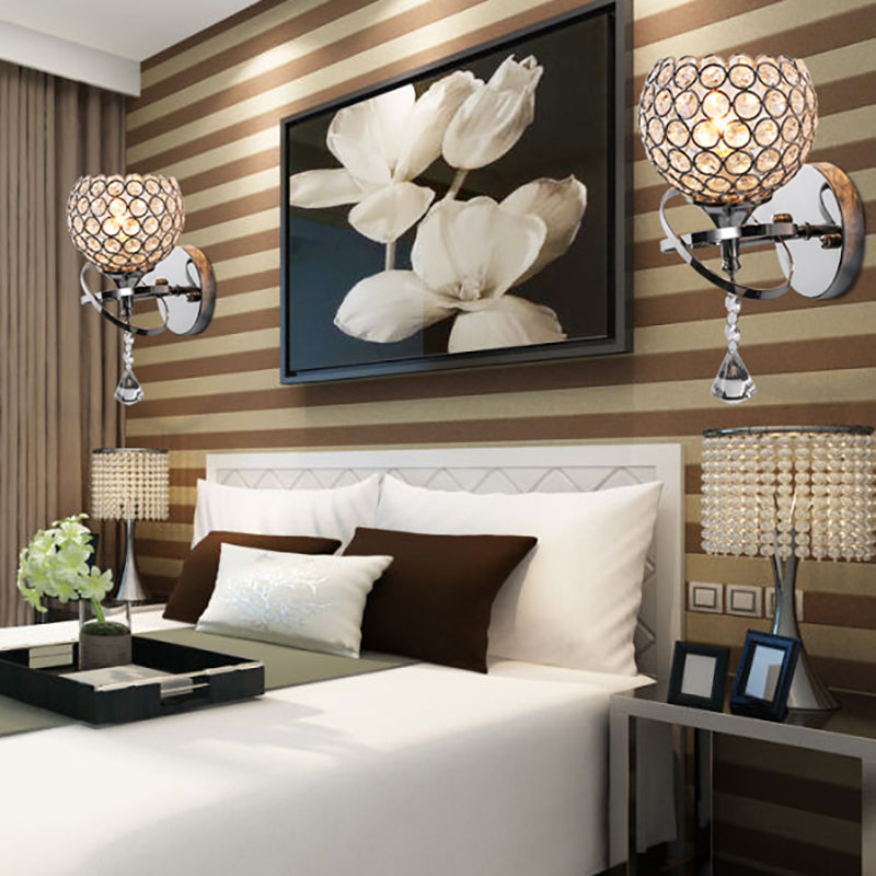 Globe Wall Mount Light Fixture Modern Wall Mounted Lighting with Clear Crystal Shade
