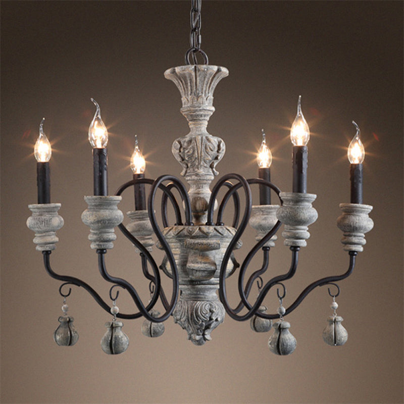 Candelabro de candelabro de candelabros francés múltiples luces de múltiples luces colgante en gris