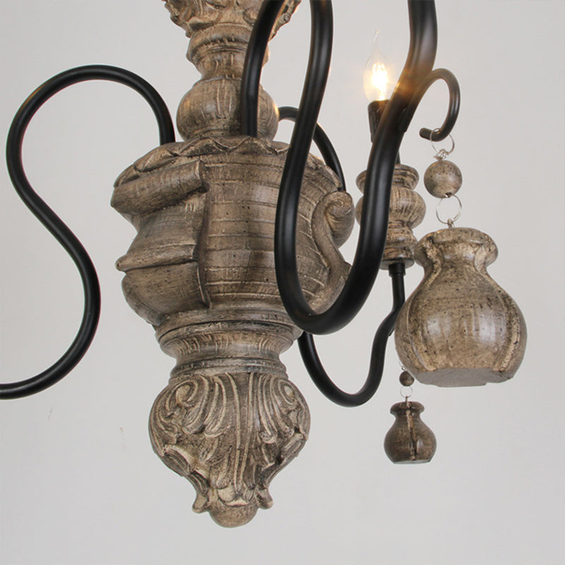 Candlestick Hanging Chandelier French Country Multi Lights Living Room Pendant in Grey