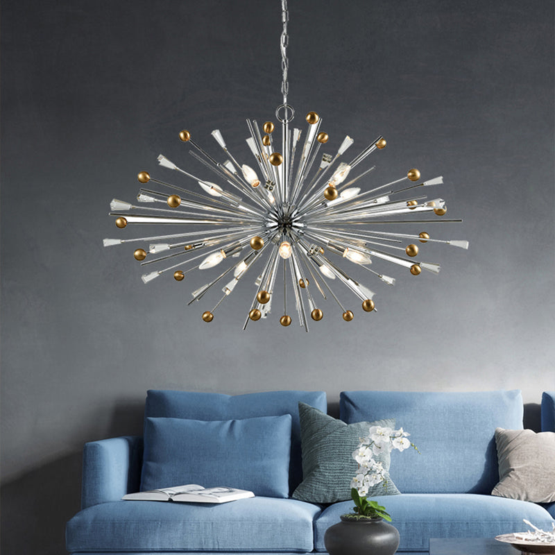 Metaal sputnik kroonluchter designer stijl zilveren suspensie verlichtingsarmatuur voor woonkamer