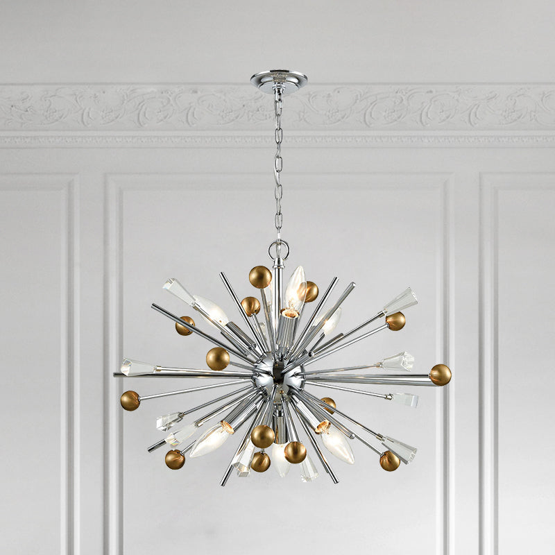 Metaal sputnik kroonluchter designer stijl zilveren suspensie verlichtingsarmatuur voor woonkamer