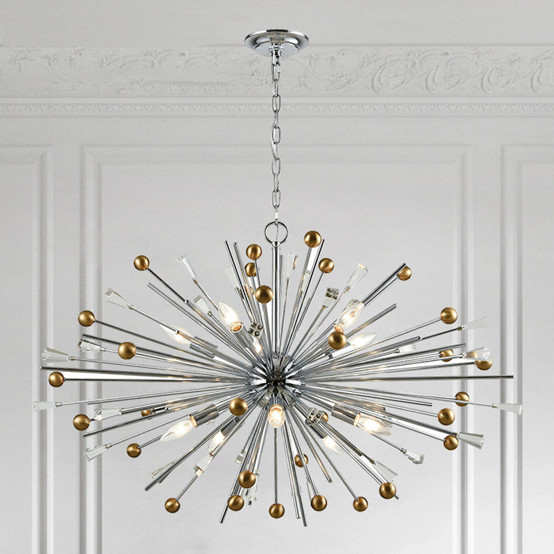 Metaal sputnik kroonluchter designer stijl zilveren suspensie verlichtingsarmatuur voor woonkamer