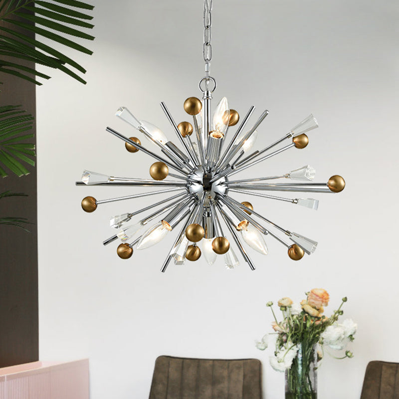 Metaal sputnik kroonluchter designer stijl zilveren suspensie verlichtingsarmatuur voor woonkamer