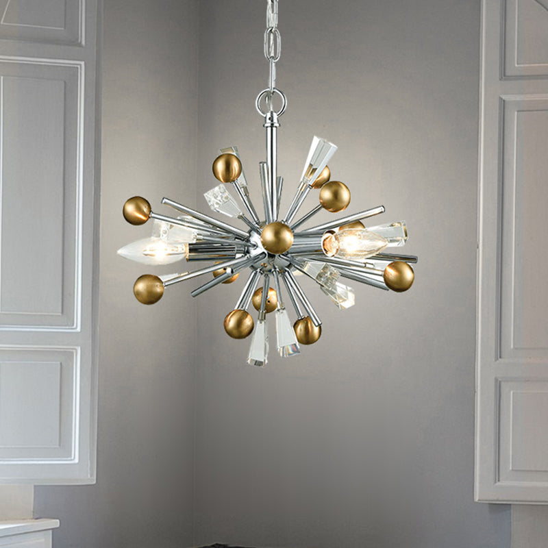 Metaal sputnik kroonluchter designer stijl zilveren suspensie verlichtingsarmatuur voor woonkamer