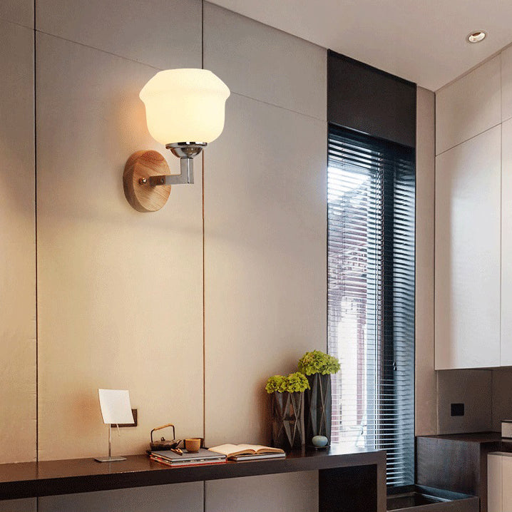 Living Room One Head Wall Sconce Modern Wood Style Wall Mounted Light Fixture