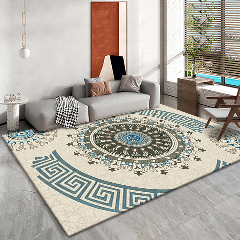 Bohemian Living Room Area Carpet American Pattern Polyester Area Rug Stain Resistant Rug