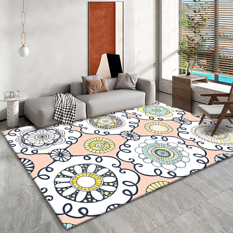 Bohemian Wohnzimmer Teppich Amerikanisches Muster Polyester Fläche Teppich Flecken widerstandsfähiger Teppich