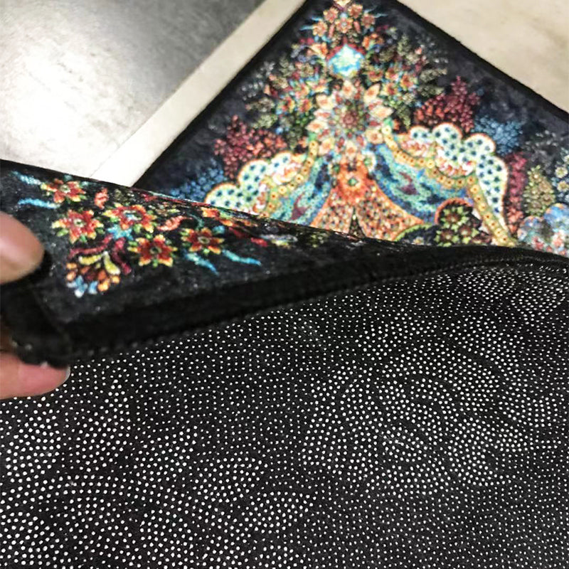 Blue Traditional Area Carpet Medallion Pattern Polyester Area Rug Anti-Slip Rug for Home Decor