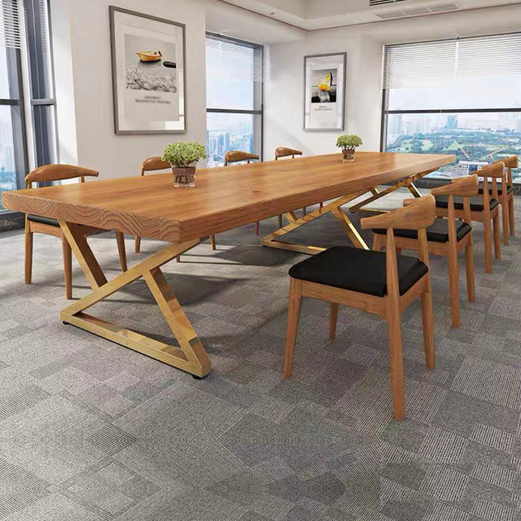 Rectangle Wood Color Dining Table Pine Solid Wood Table Glam for Dining Room